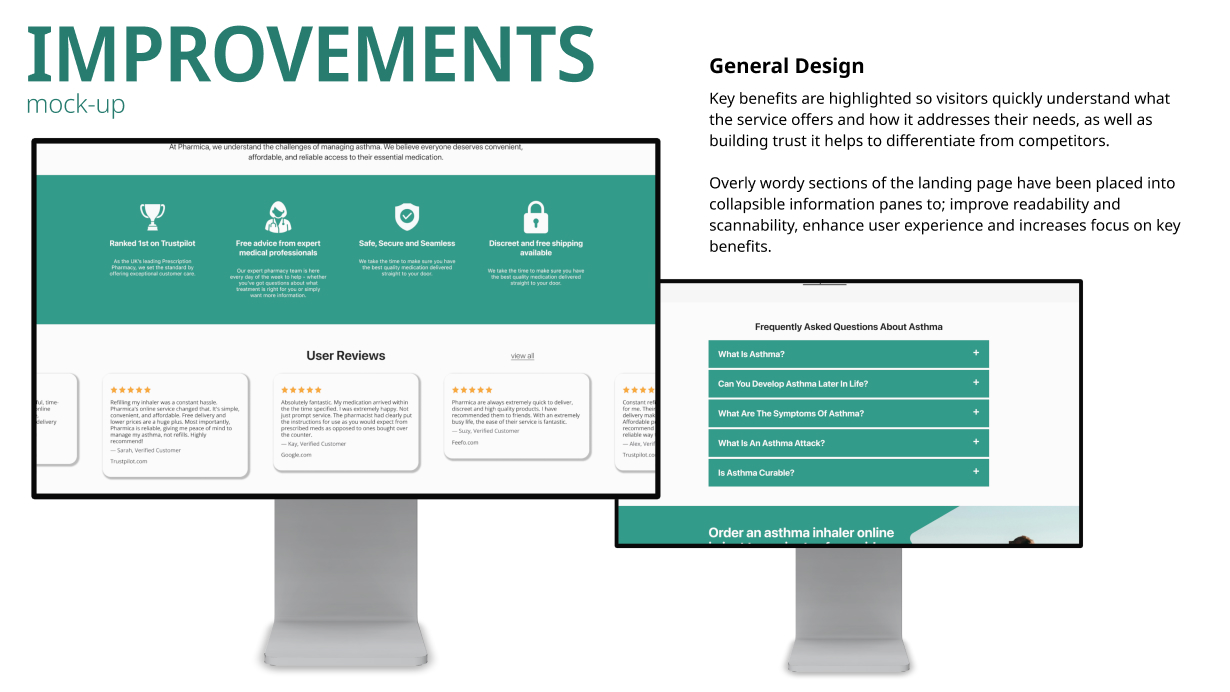 improved design mock-up below the fold