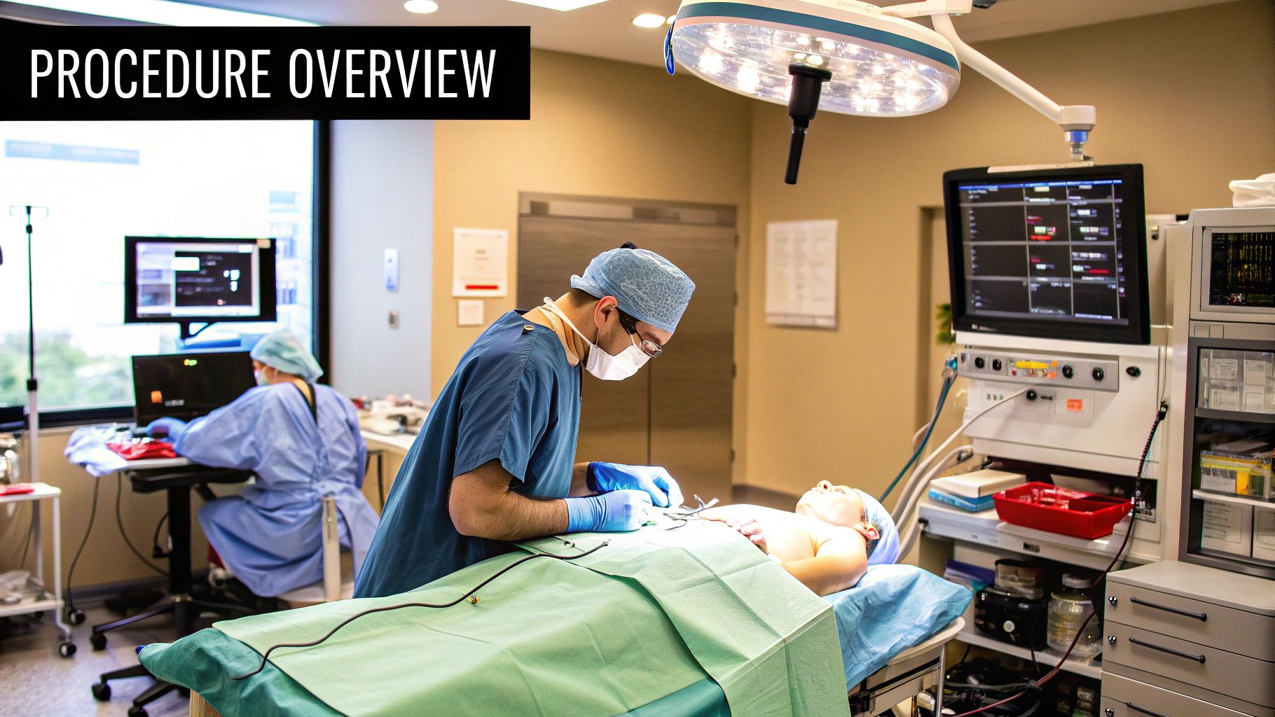 Surgeon marking the abdominal area for a tummy tuck procedure