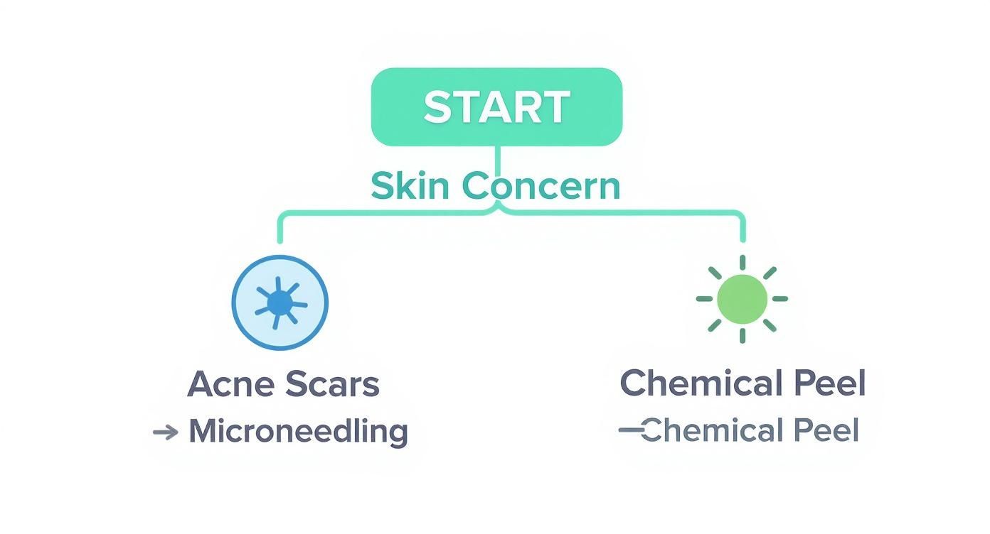 Infographic about microneedling vs chemical peel