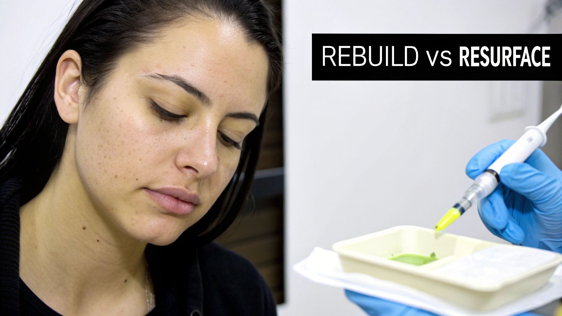 A woman receiving a cosmetic skin treatment