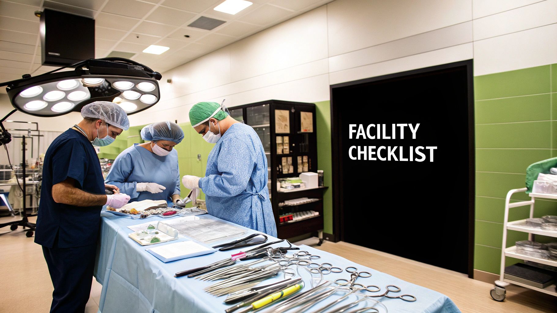 A clean, modern surgical facility with advanced medical equipment and a welcoming reception area.