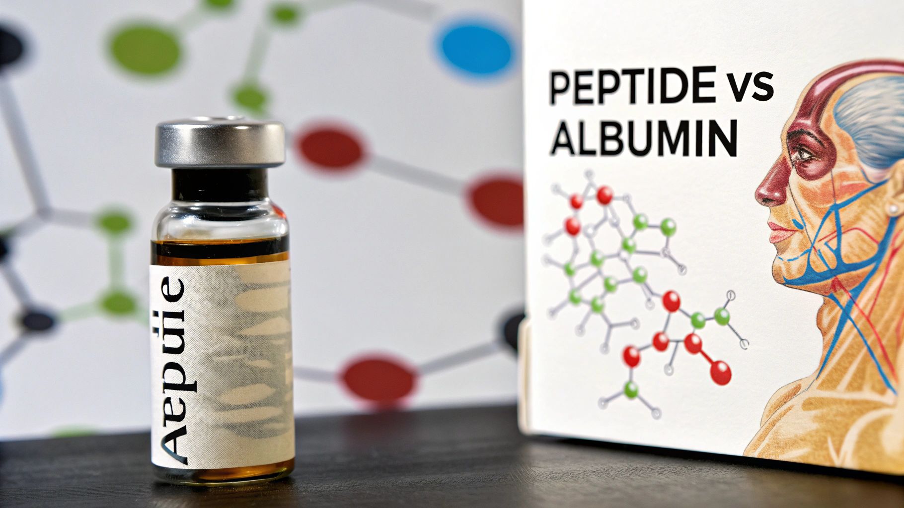 A molecular structure diagram, representing the scientific difference in formulation between Daxxify and Botox.
