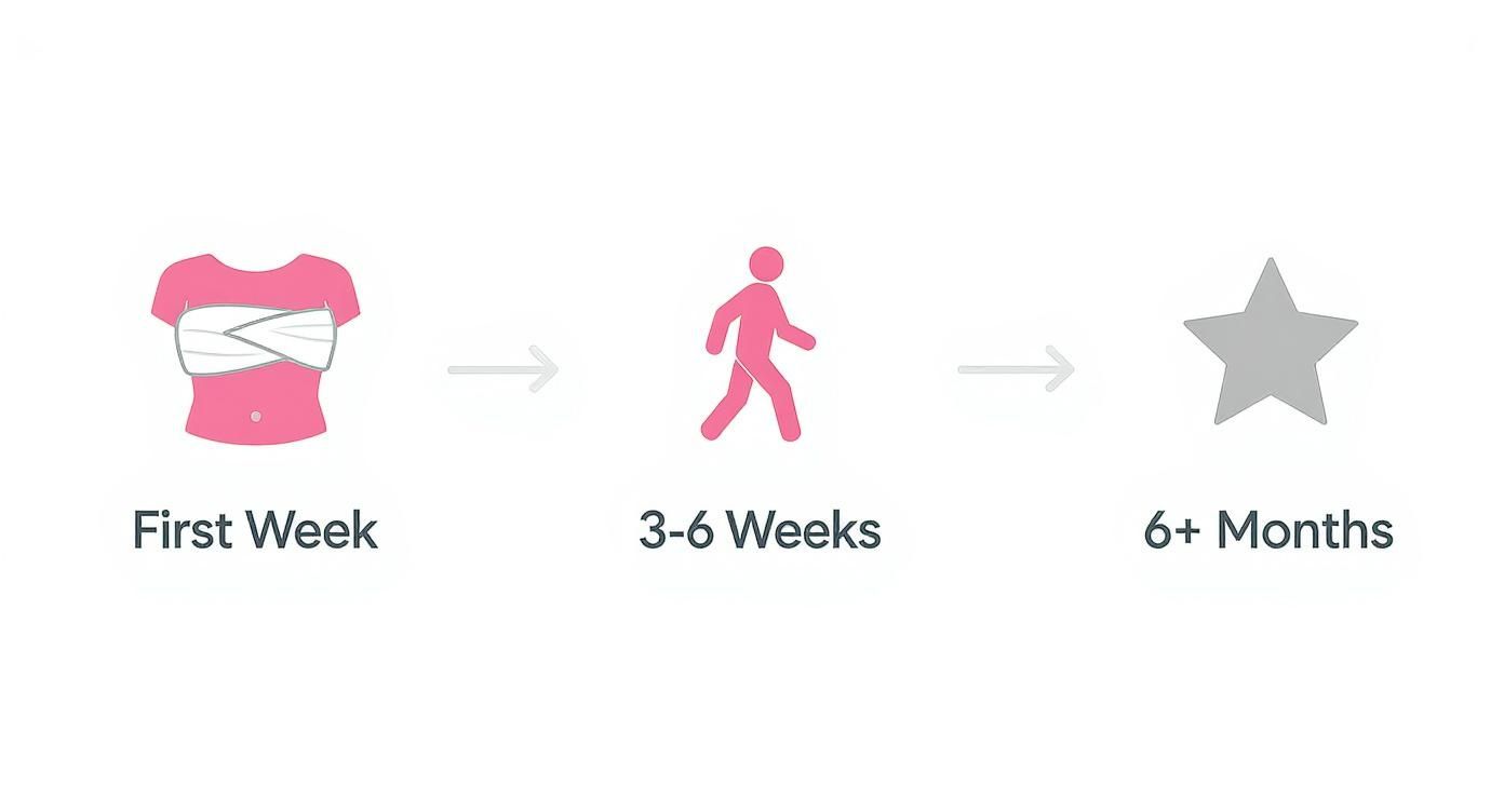 Infographic about breast augmentation recovery timeline