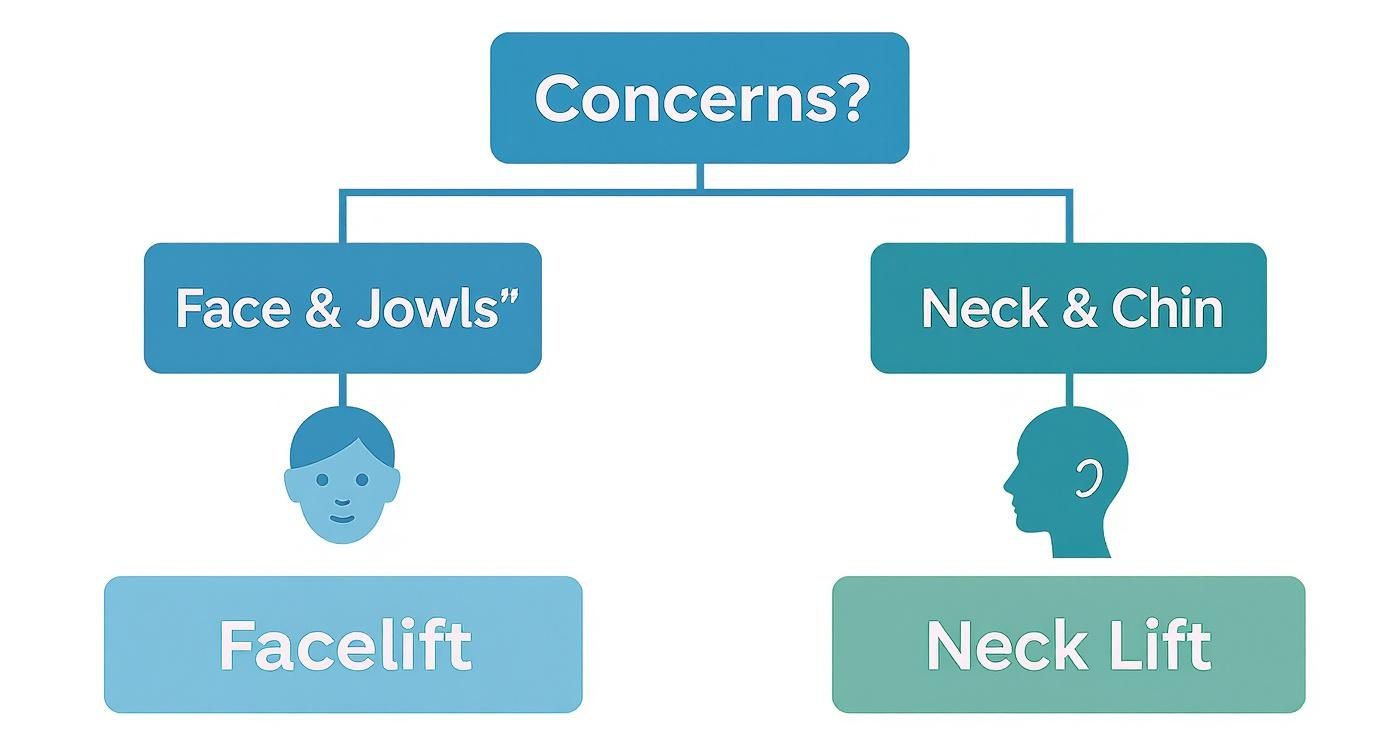 Infographic about neck lift vs facelift