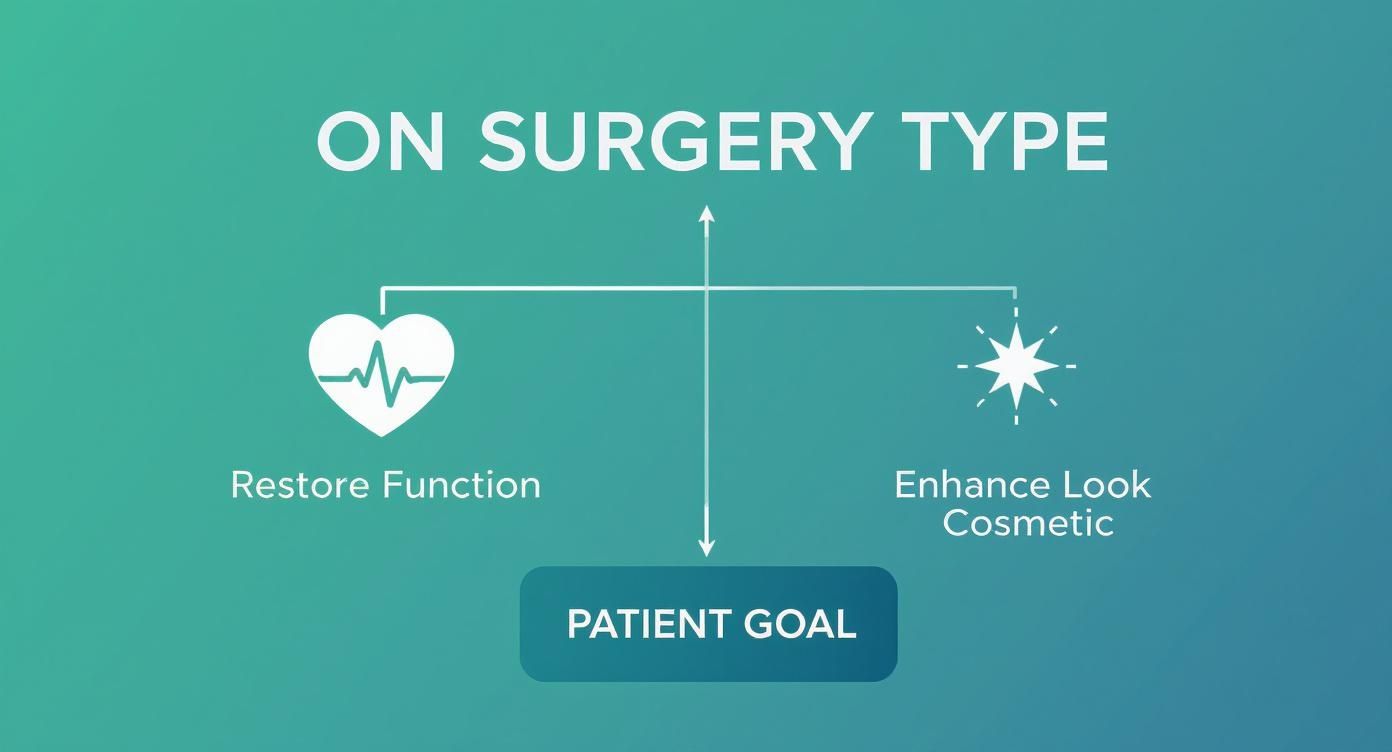 Infographic about reconstructive surgery vs cosmetic surgery