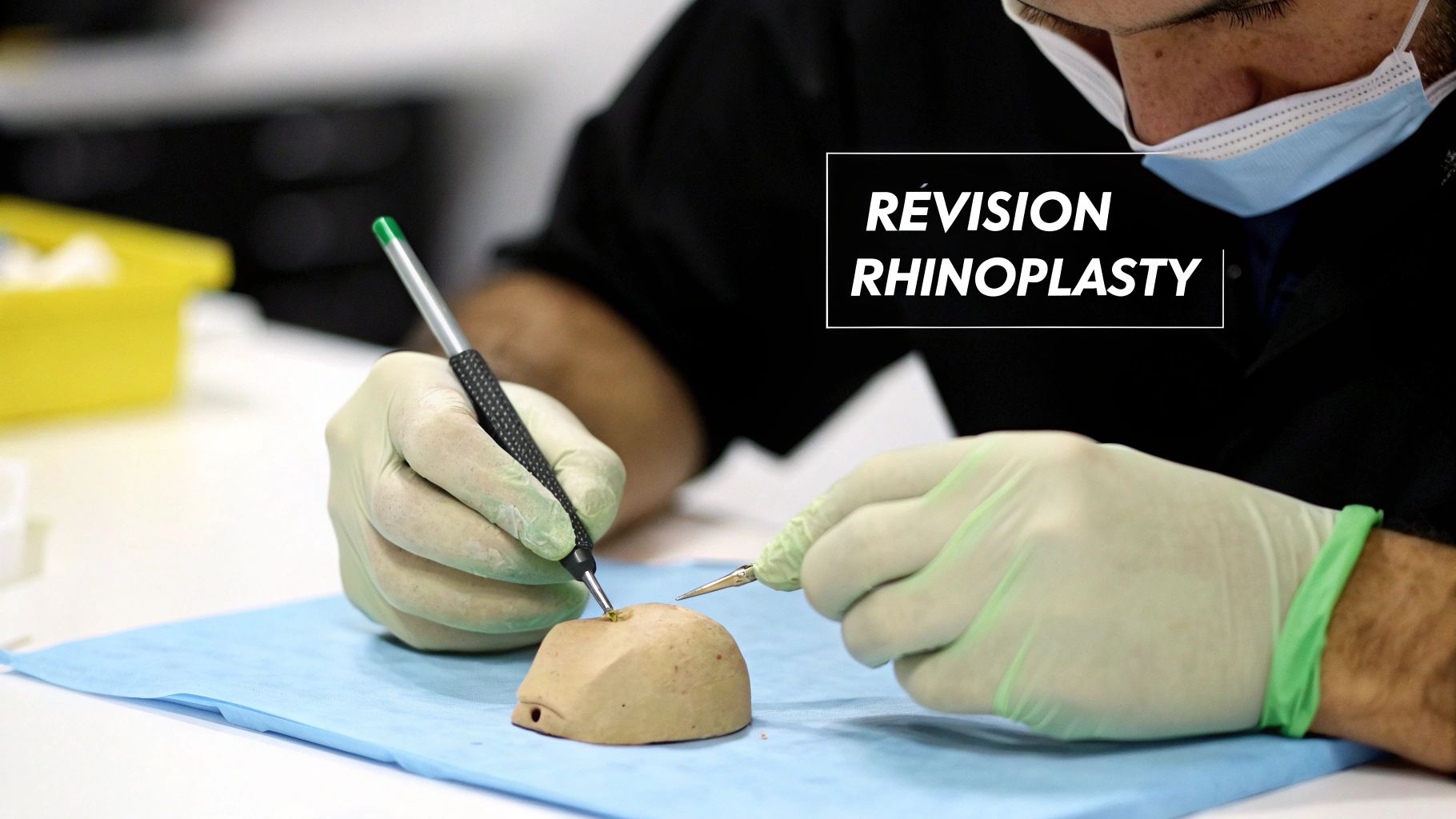 A thoughtful woman contemplating her reflection, representing the decision-making process for revision rhinoplasty surgery.