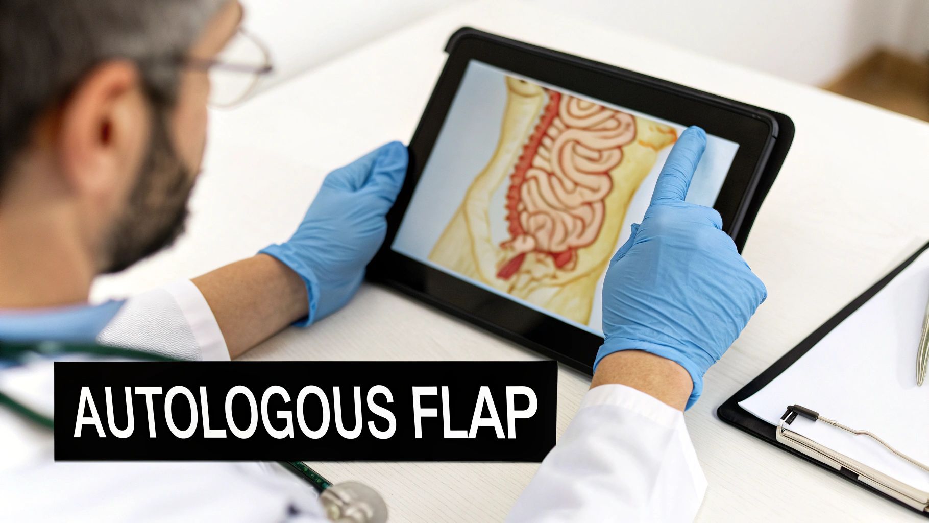 Diagram showing potential donor sites for autologous flap breast reconstruction