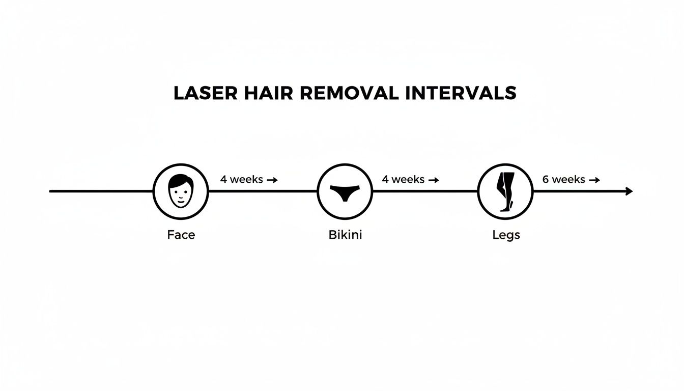 Infographic about how long between laser hair removal treatments