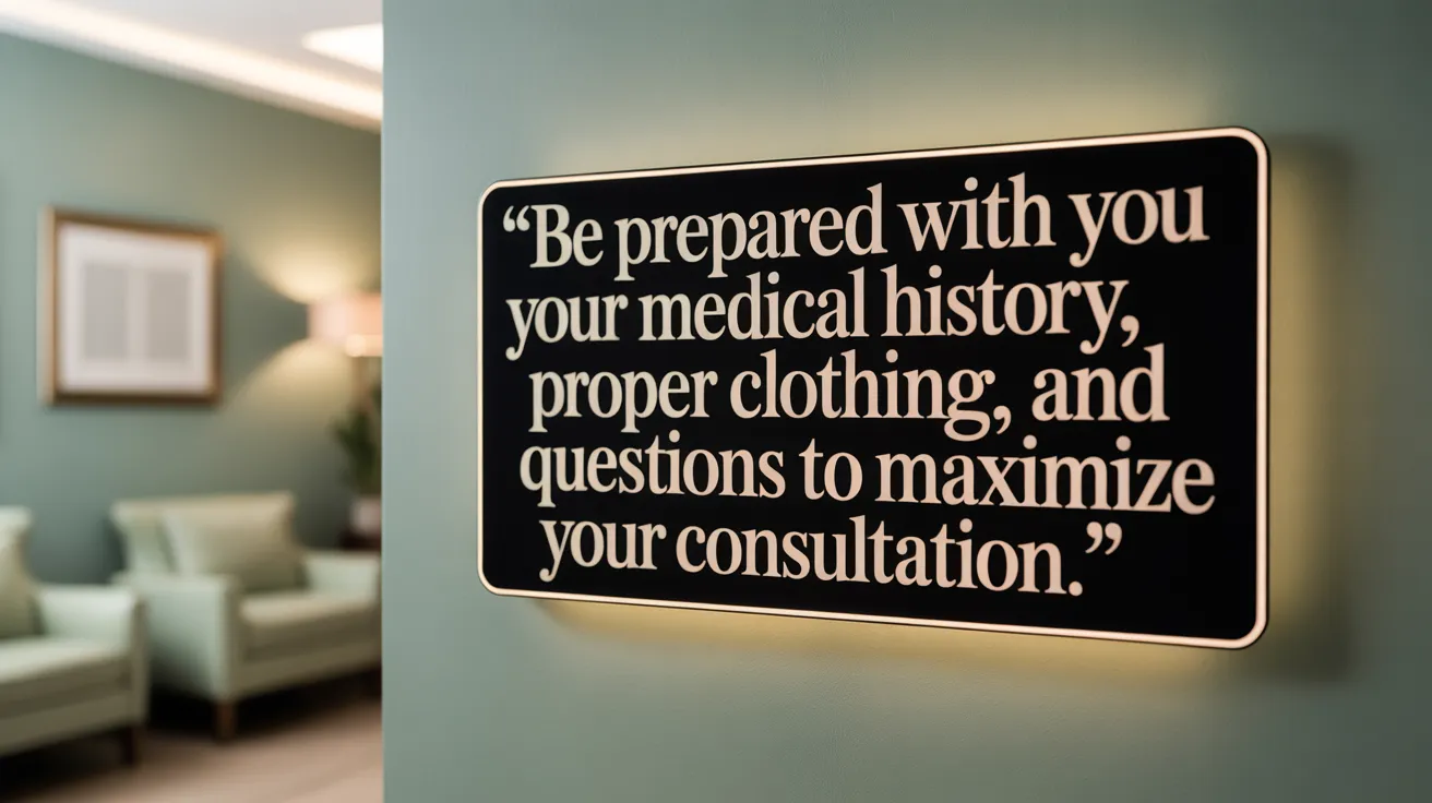 Be prepared with your medical history, proper clothing, and questions to maximize your consultation.