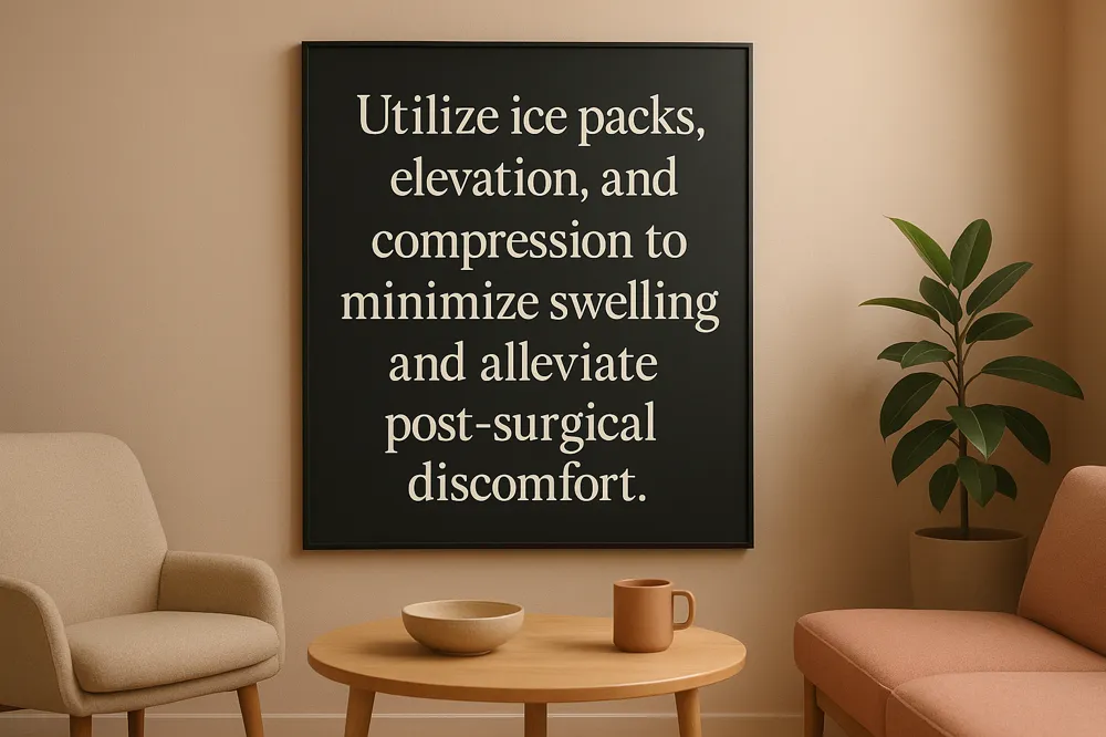 Utilize ice packs, elevation, and compression to minimize swelling and alleviate post-surgical discomfort.