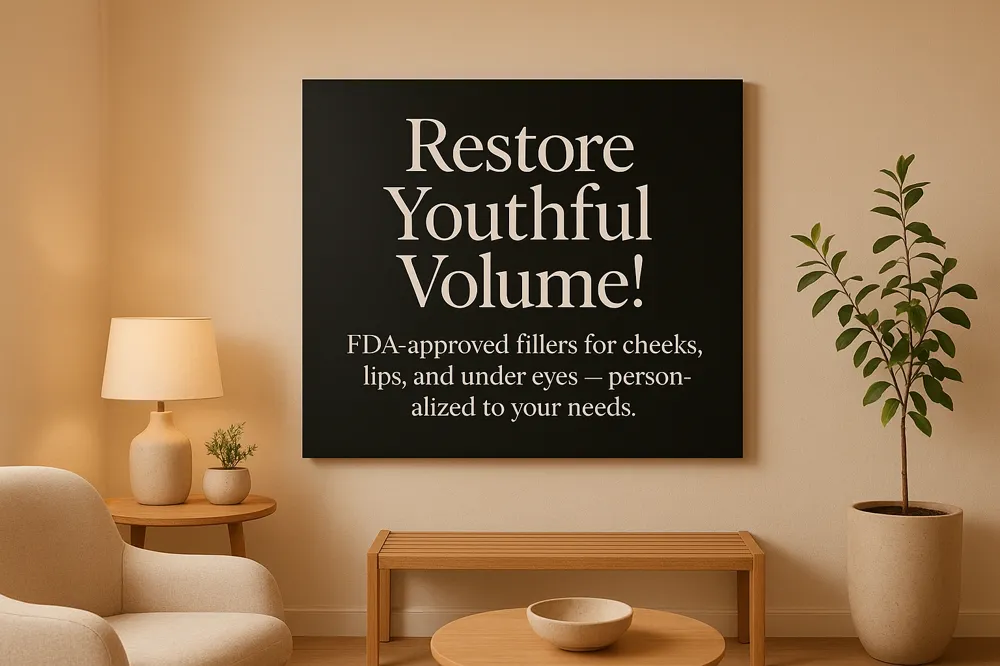 Restore Youthful Volume! FDA-approved fillers for cheeks, lips, and under eyes — personalized to your needs.