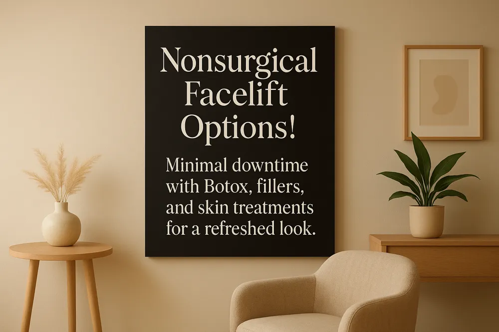 Nonsurgical Facelift Options! Minimal downtime with Botox, fillers, and skin treatments for a refreshed look.