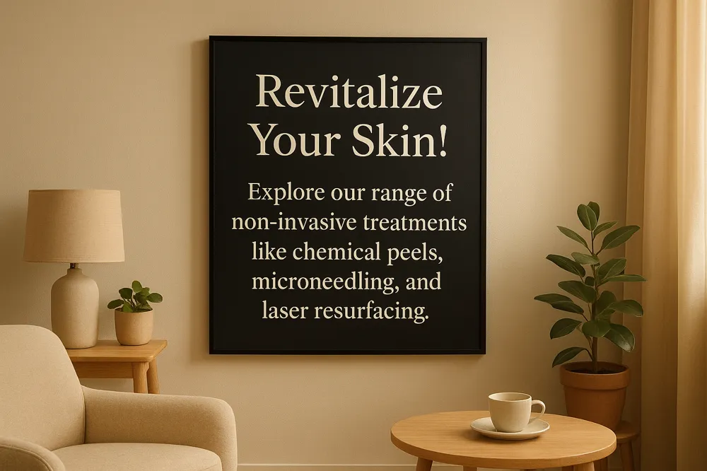 Revitalize Your Skin! Explore our range of non-invasive treatments like chemical peels, microneedling, and laser resurfacing.