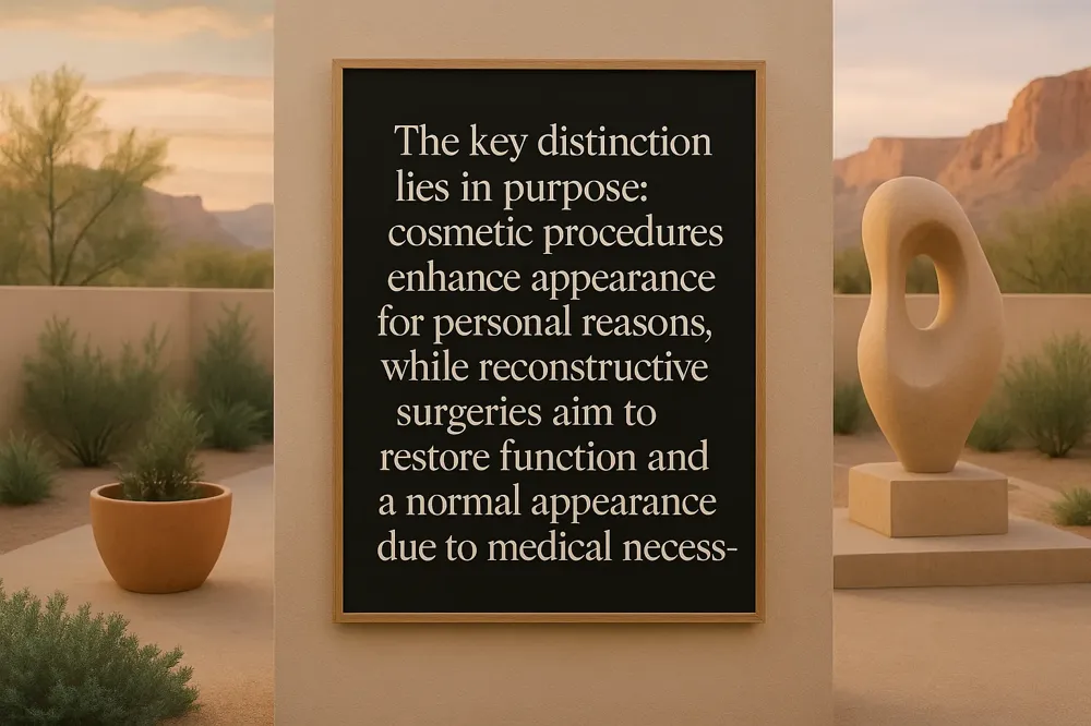 The key distinction lies in purpose: cosmetic procedures enhance appearance for personal reasons, while reconstructive surgeries aim to restore function and a normal appearance due to medical necessity.