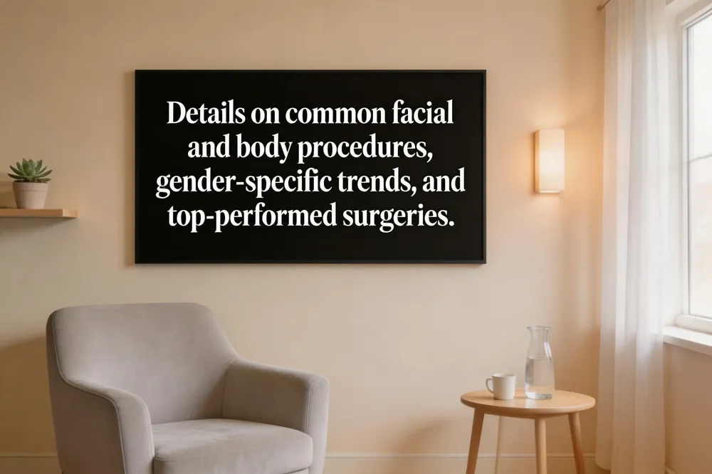 Details on common facial and body procedures, gender‑specific trends, and top‑performed surgeries.