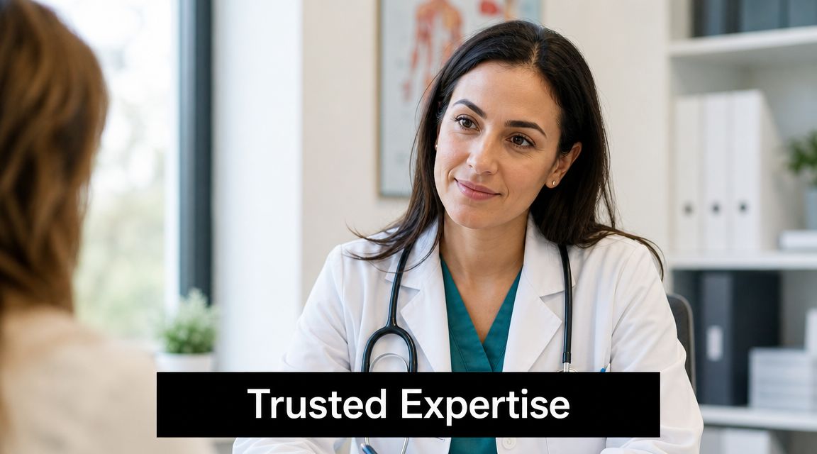 A friendly female doctor with a stethoscope having a consultation with a patient in an office.