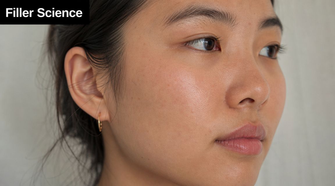 Close up portrait of a young woman with natural, radiant skin looking to the side.