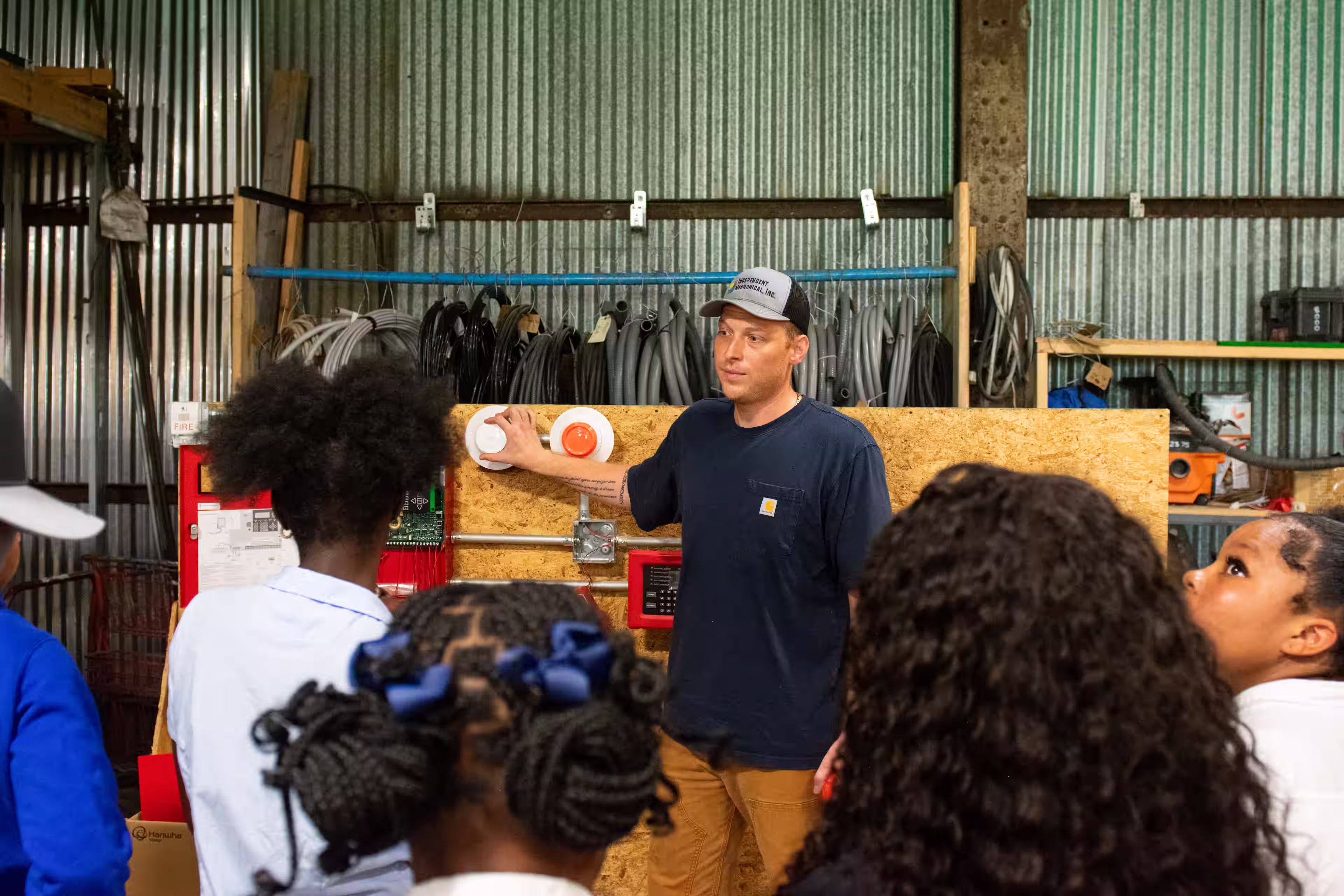 Electrical career instructor speaking to group of students at Winners for Success National Challenge event