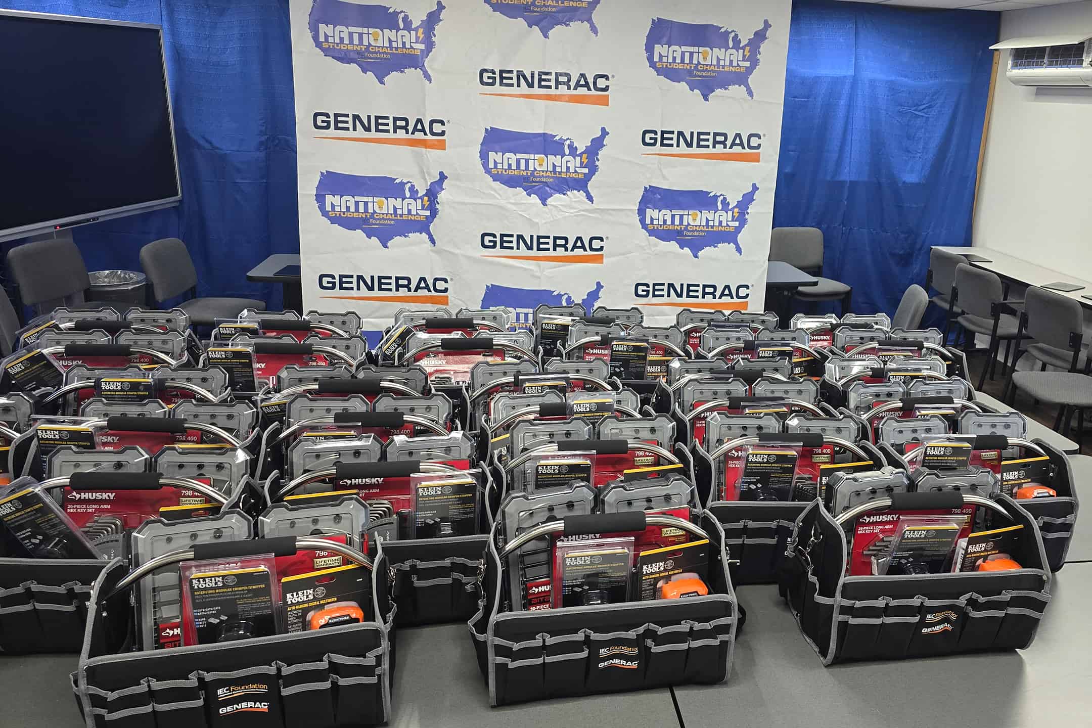 Collection of many fully equipped toolkits from IEC Foundation and Generac