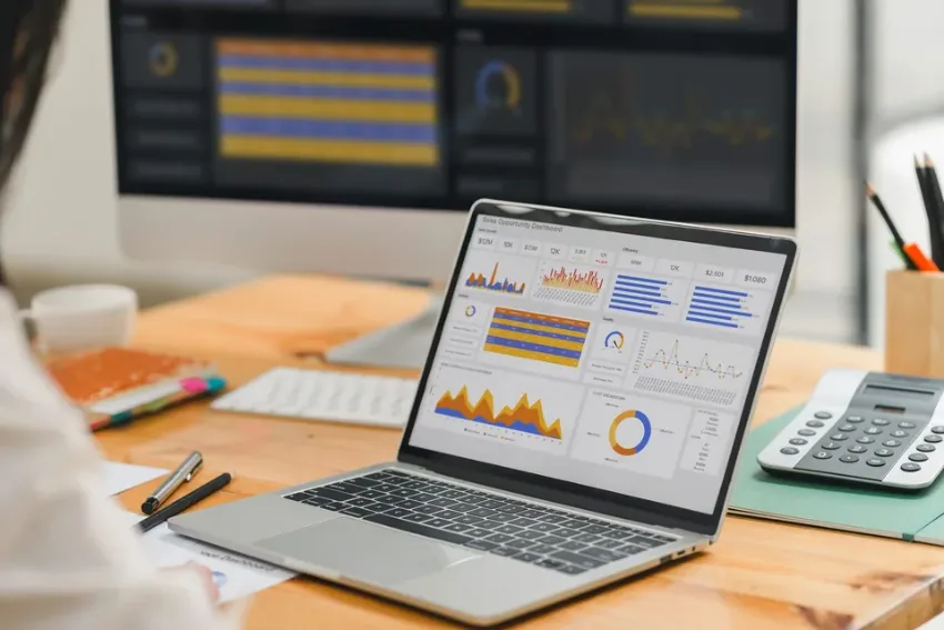Finance professional reviewing tax workflow data in a business system