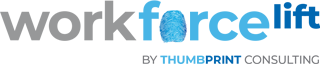 A gray and blue logo that says Workforce Lift