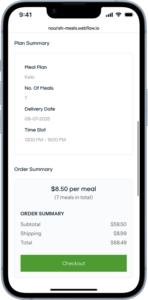 Meal Order Checkout
