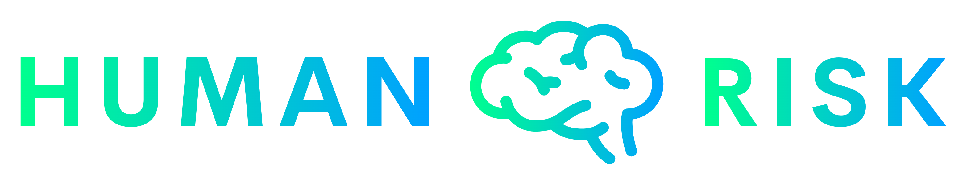 Blue and teal logo with brain in center of Human Risk 