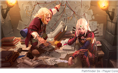 Two iconic Pathfinder characters making a chaotic plan of action.
