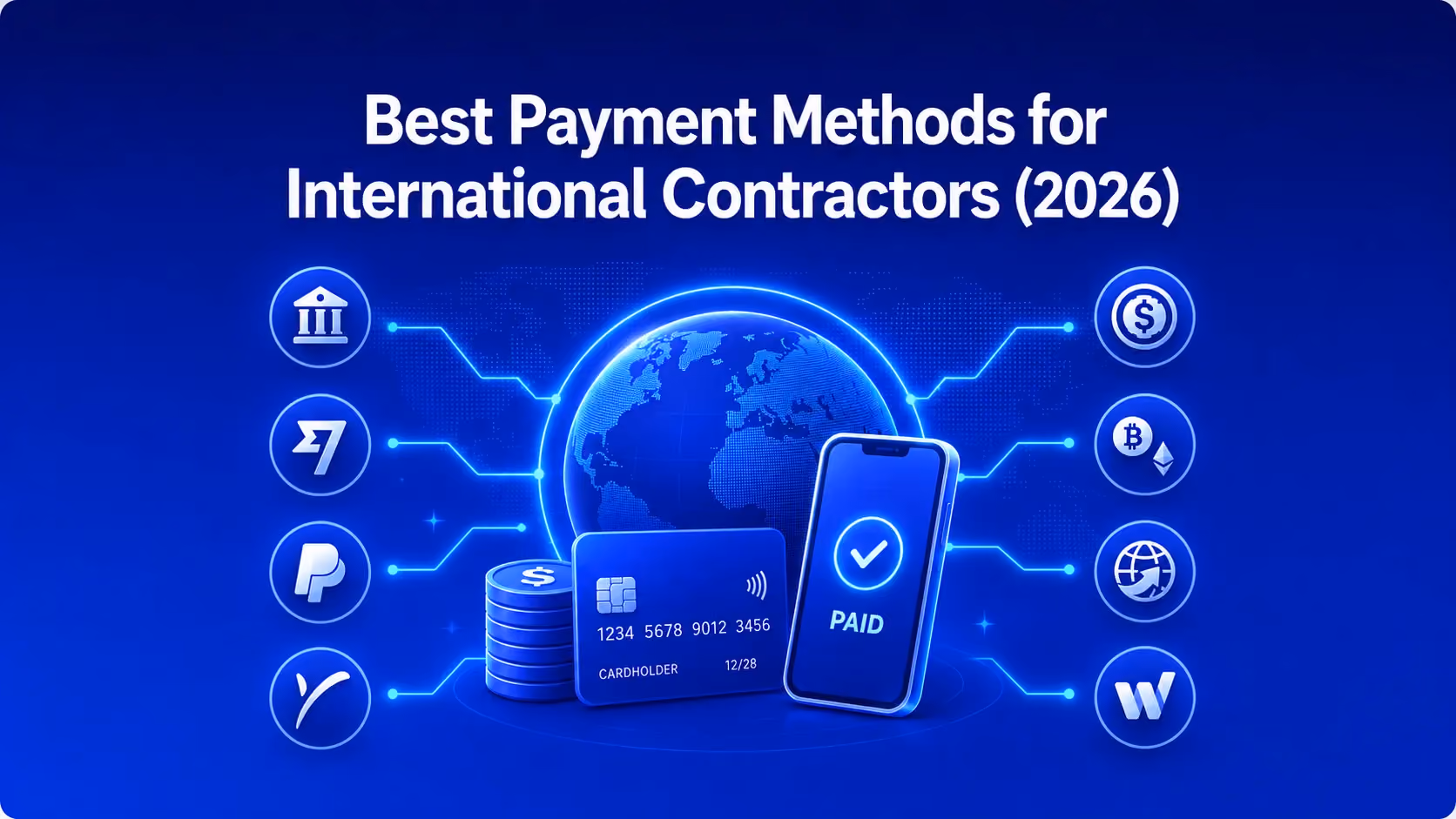 Best payment methods for international contractors in 2026: bank wire, Payoneer, Wise, PayPal, EOR, and stablecoin payroll compared.
