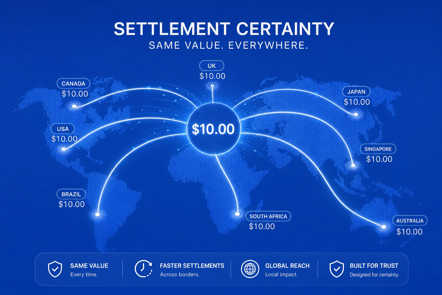 The concept of a single dollar value moving reliably across borders through different stablecoin rails to reach workers in different countries