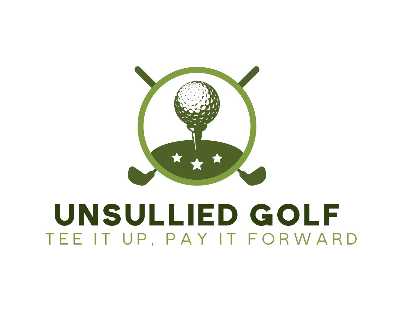 Unsullied Golf nonprofit logo. Tee it up. Pay it forward.