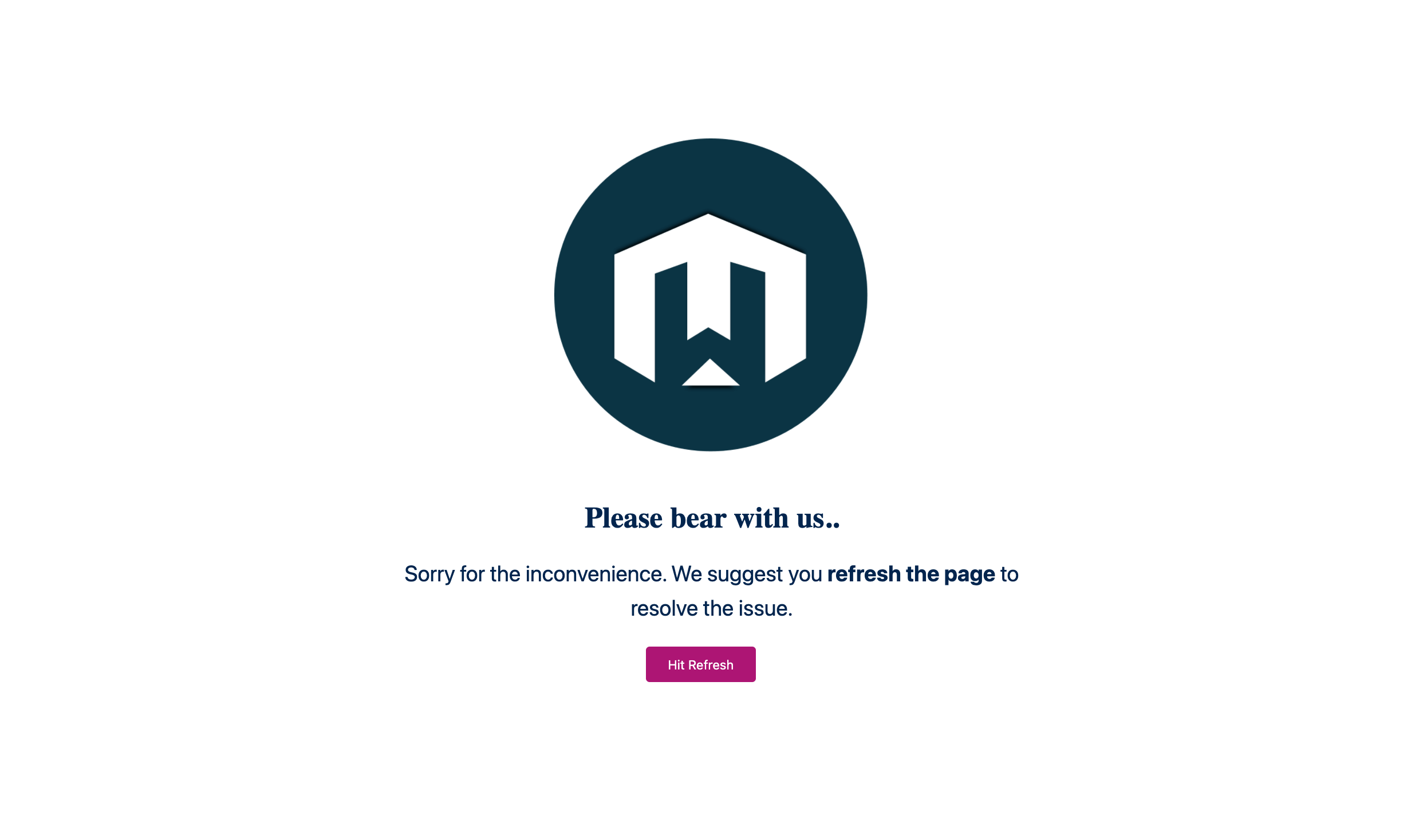 Application running in the browser showing the refresh button.