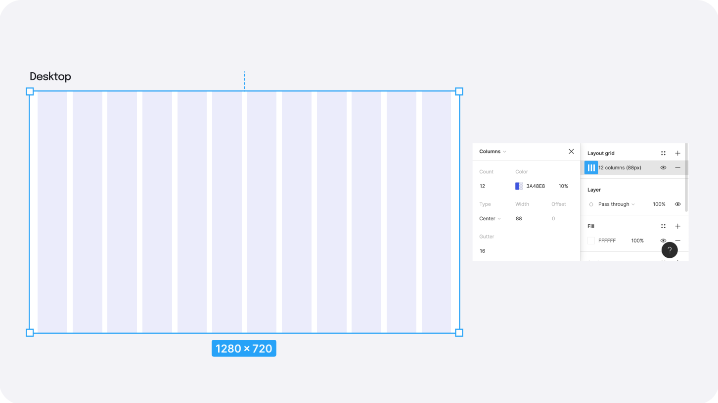 Desktop Grid i.e. 1280 px and above