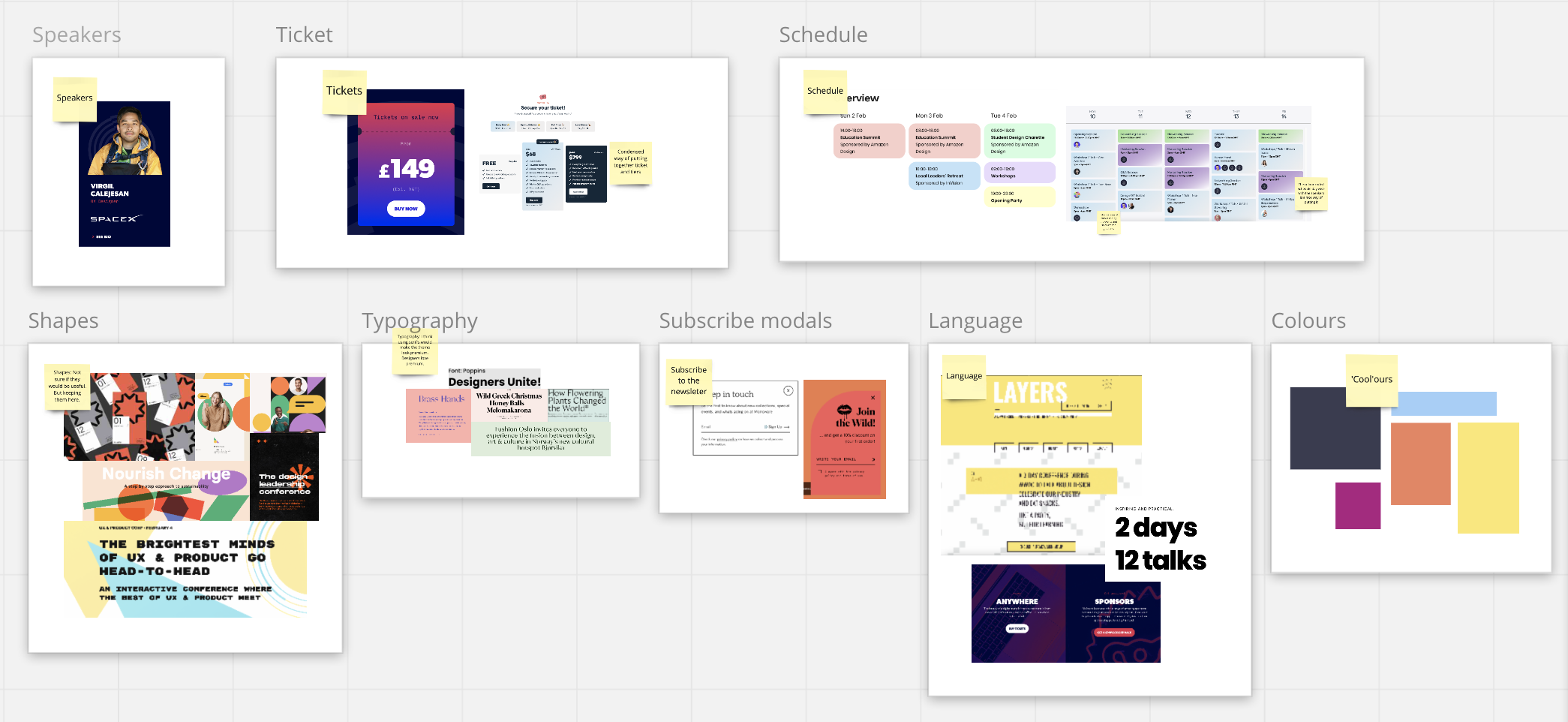 Create smaller mood boards within the main one for clarity