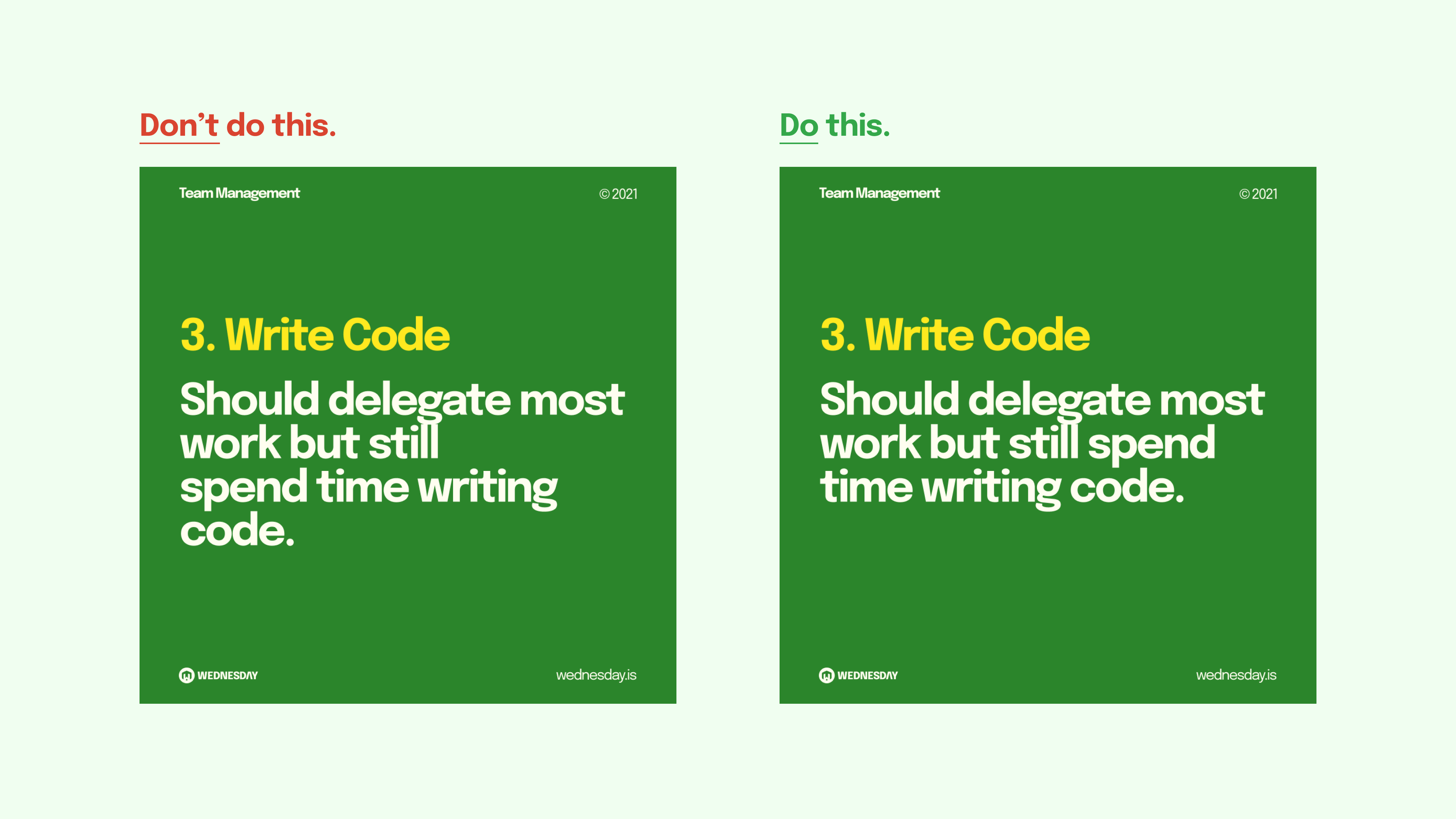 An image showing two social media posts being compared. In the first one the text isn't aligned where as the second has proper text blocks in place making it more readable.