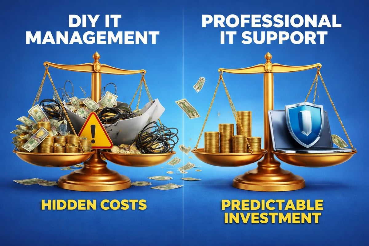 Cost comparison showing DIY IT vs professional support