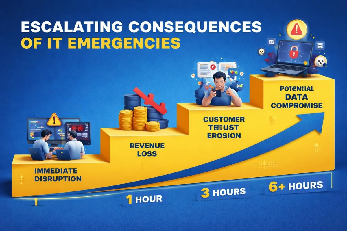 Business impact timeline during IT emergencies