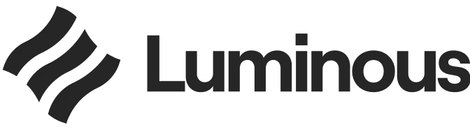 Luminous logo with stylized three diagonal bars to the left of the word 'Luminous'.