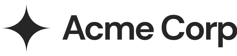 Acme Corp logo featuring a four-pointed star symbol to the left of the company name in bold text.