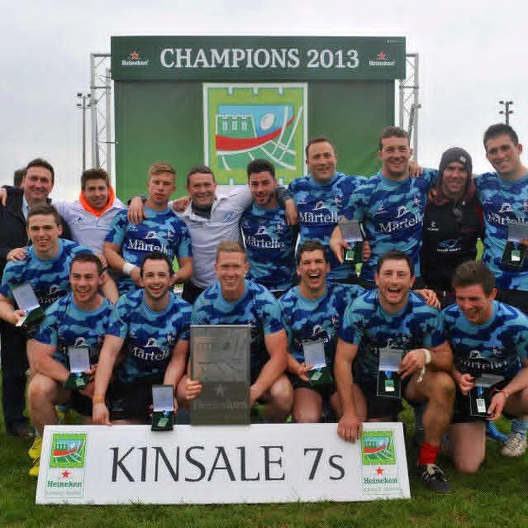 Dr Anthony Chaffee with his rugby sevens team after winning the Kinsale 7s in 2013