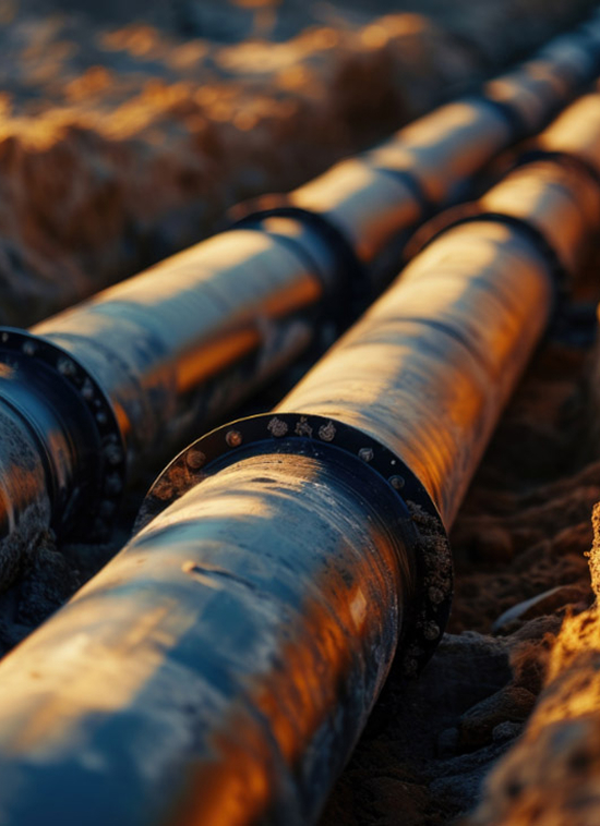 Offene Rohre für Fernwärme