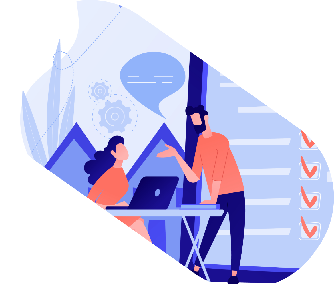 Illustration of an orange autonomous car with radar signals around it