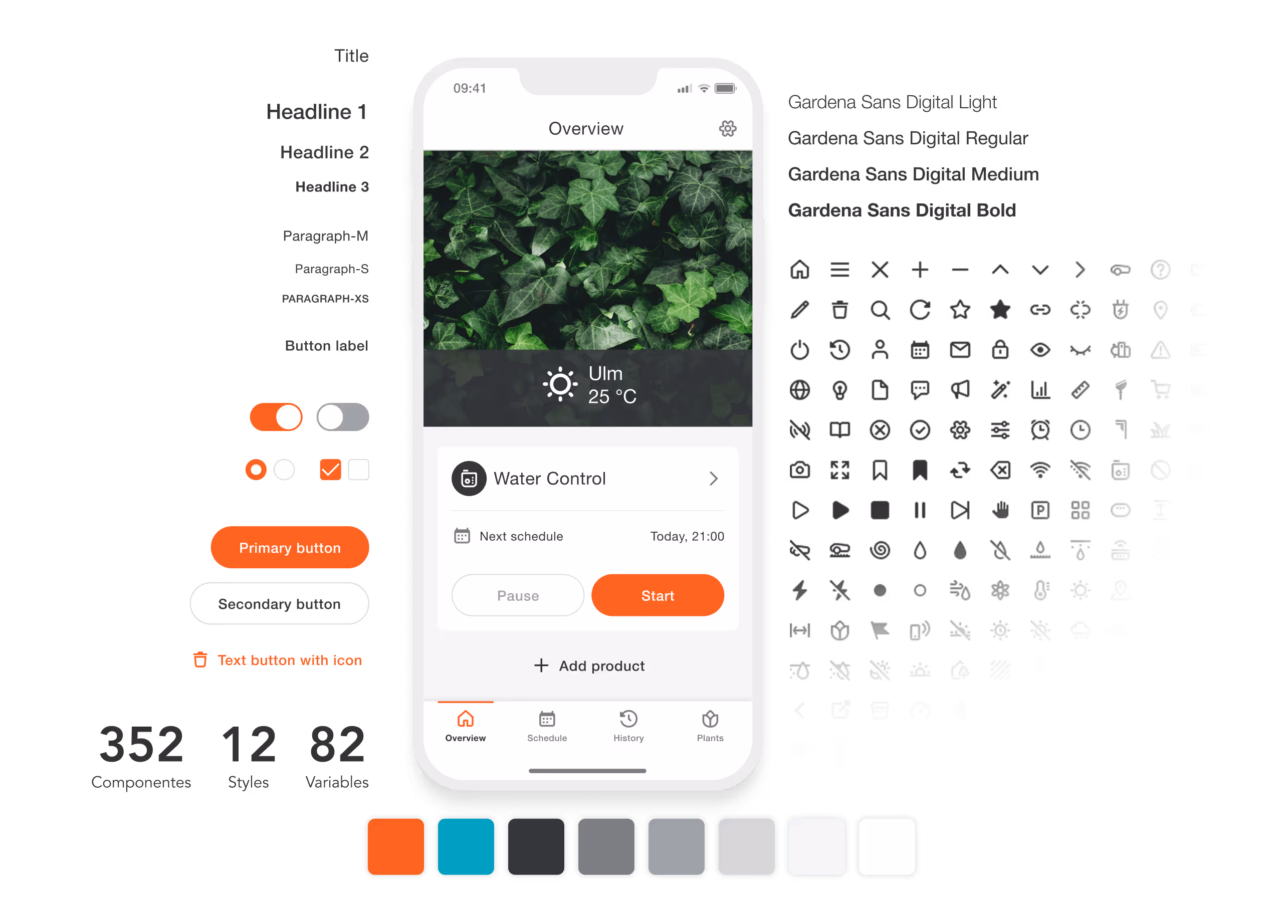 Visualisierung des Gardena App Design Systems