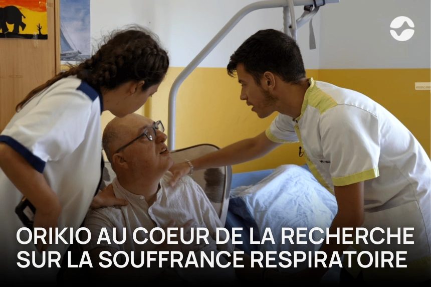 Vignette article avec un résident en souffrance respiratoire et deux aides soignants en train de l'aider.