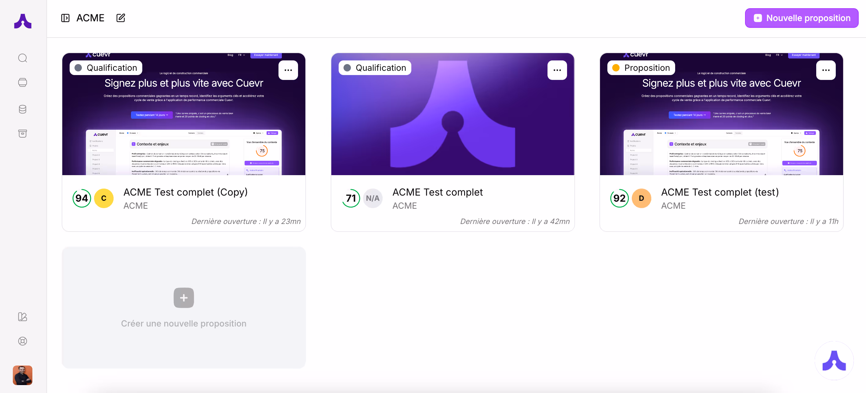 proposals are grouped