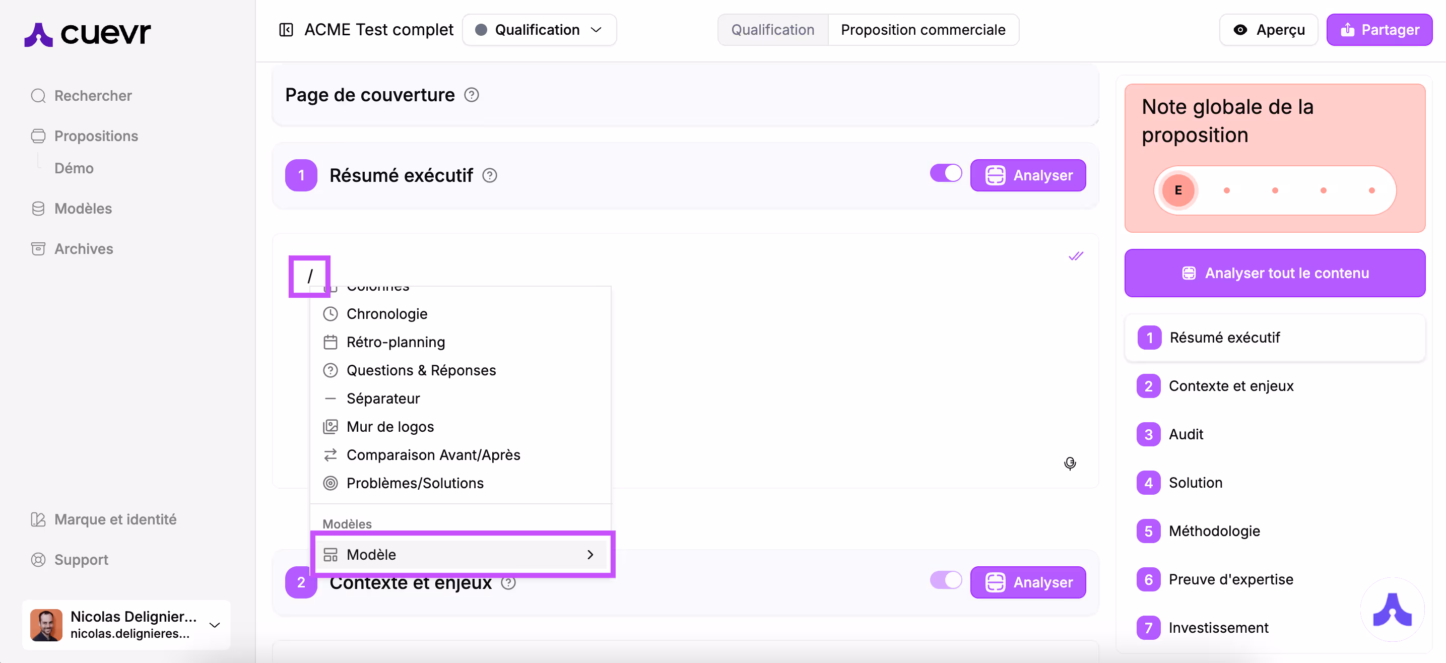 Type "/" and select your model 