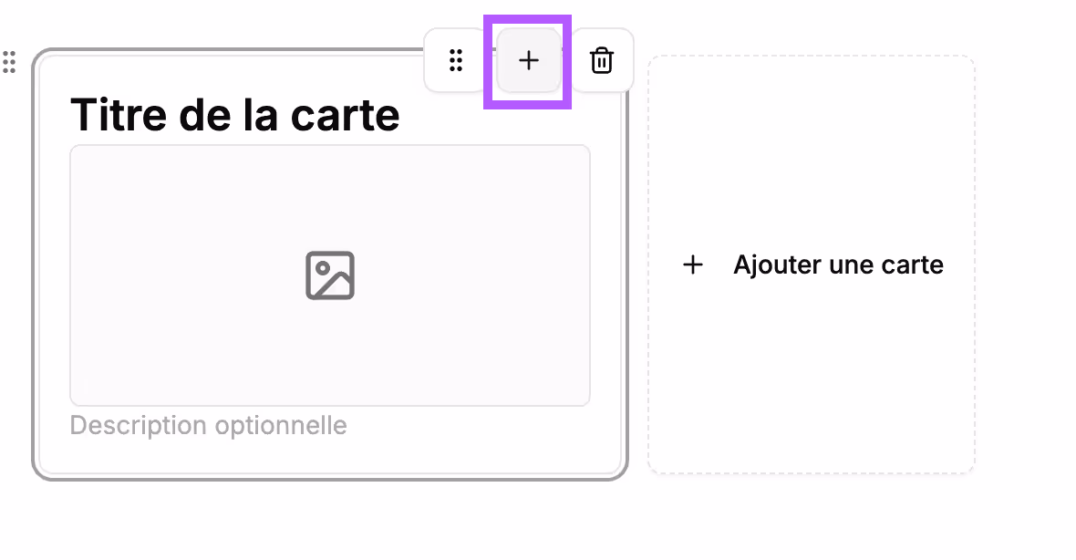 click the + that appears at the top right of the card