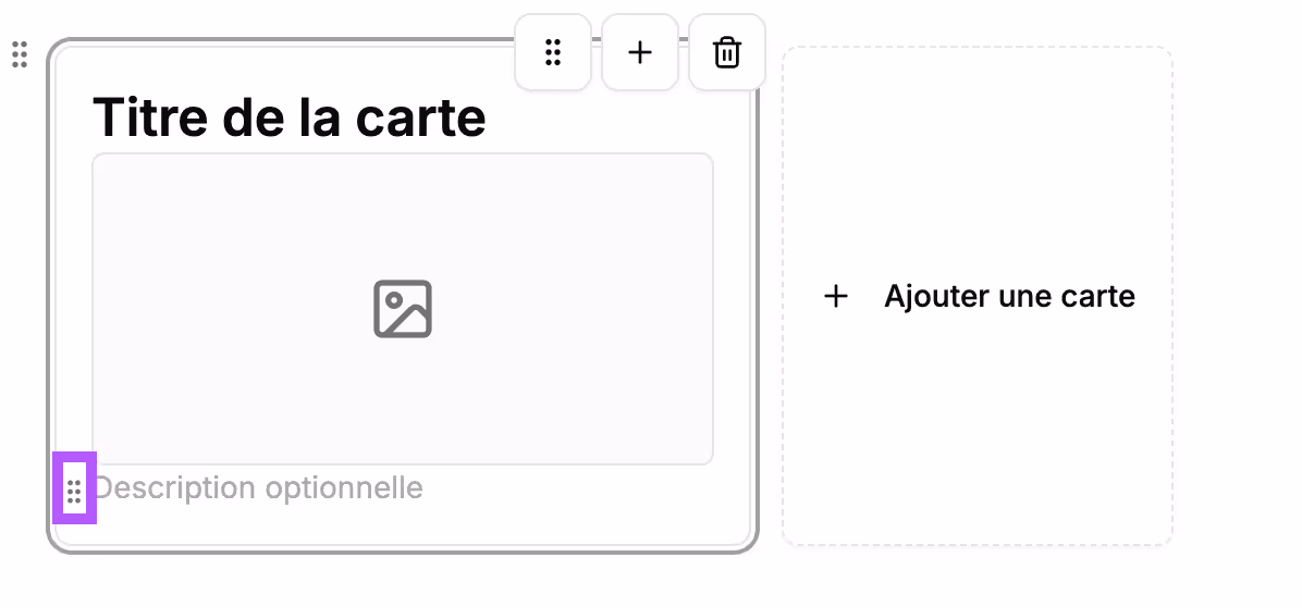 change the order of elements within the card by clicking the 6 dots