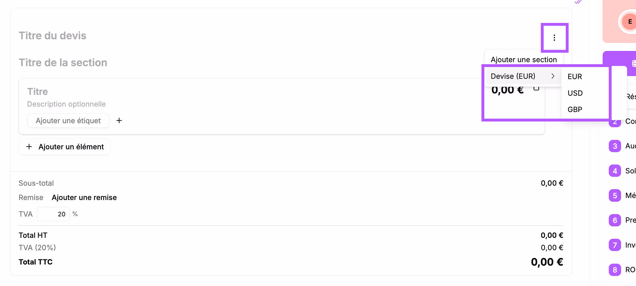 To change the currency