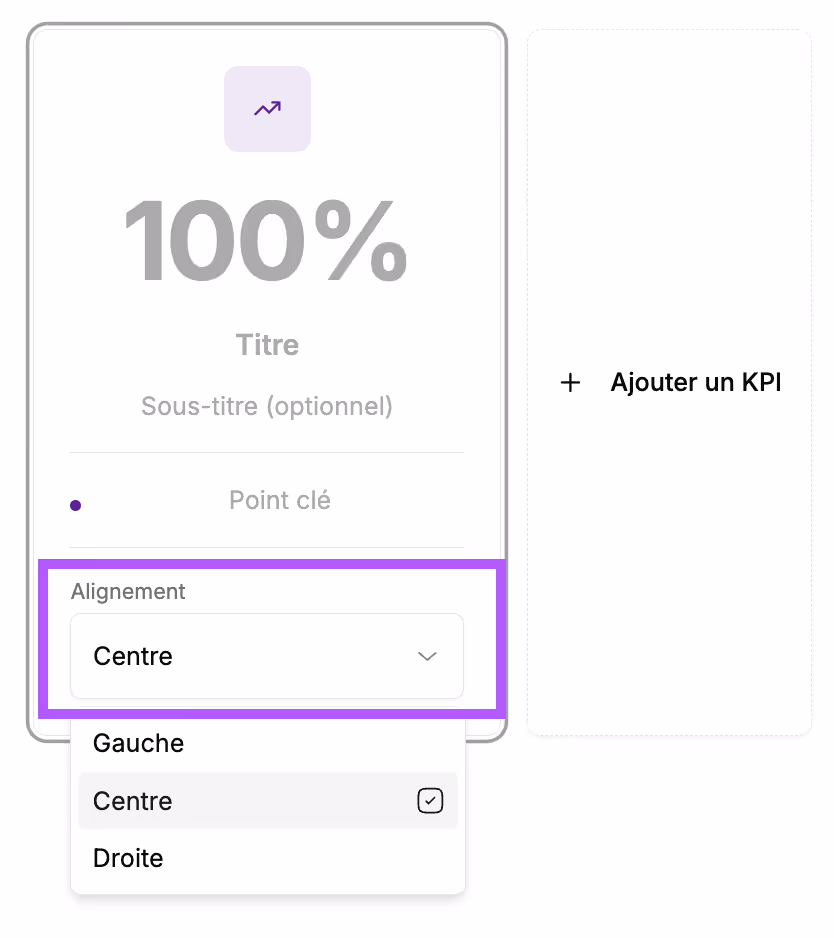 choose the alignment of the elements in the card